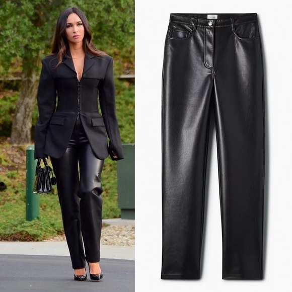 Aritzia Wilfred High-waisted Vegan Leather Pants in Black Size 10 Short - Picture 1 of 12